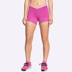 Nike Pro Women's Pink Dri-FIT Pull On Compression Athletic Training Shorts Sz S